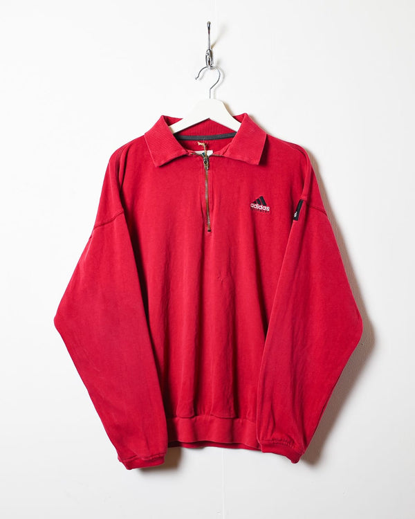 Red Adidas Equipment 1/4 Zip Sweatshirt - Medium