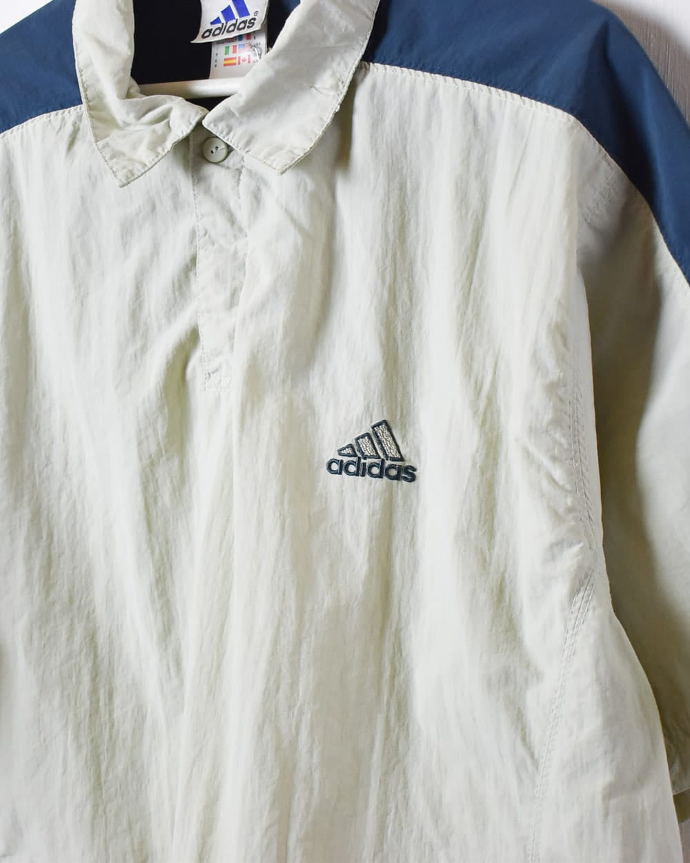 Neutral Adidas Windbreaker Polo Shirt - Large