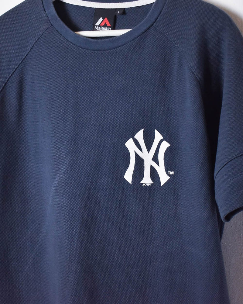 Vintage 00s Navy Majestic New York Yankees T-Shirt - Large Cotton