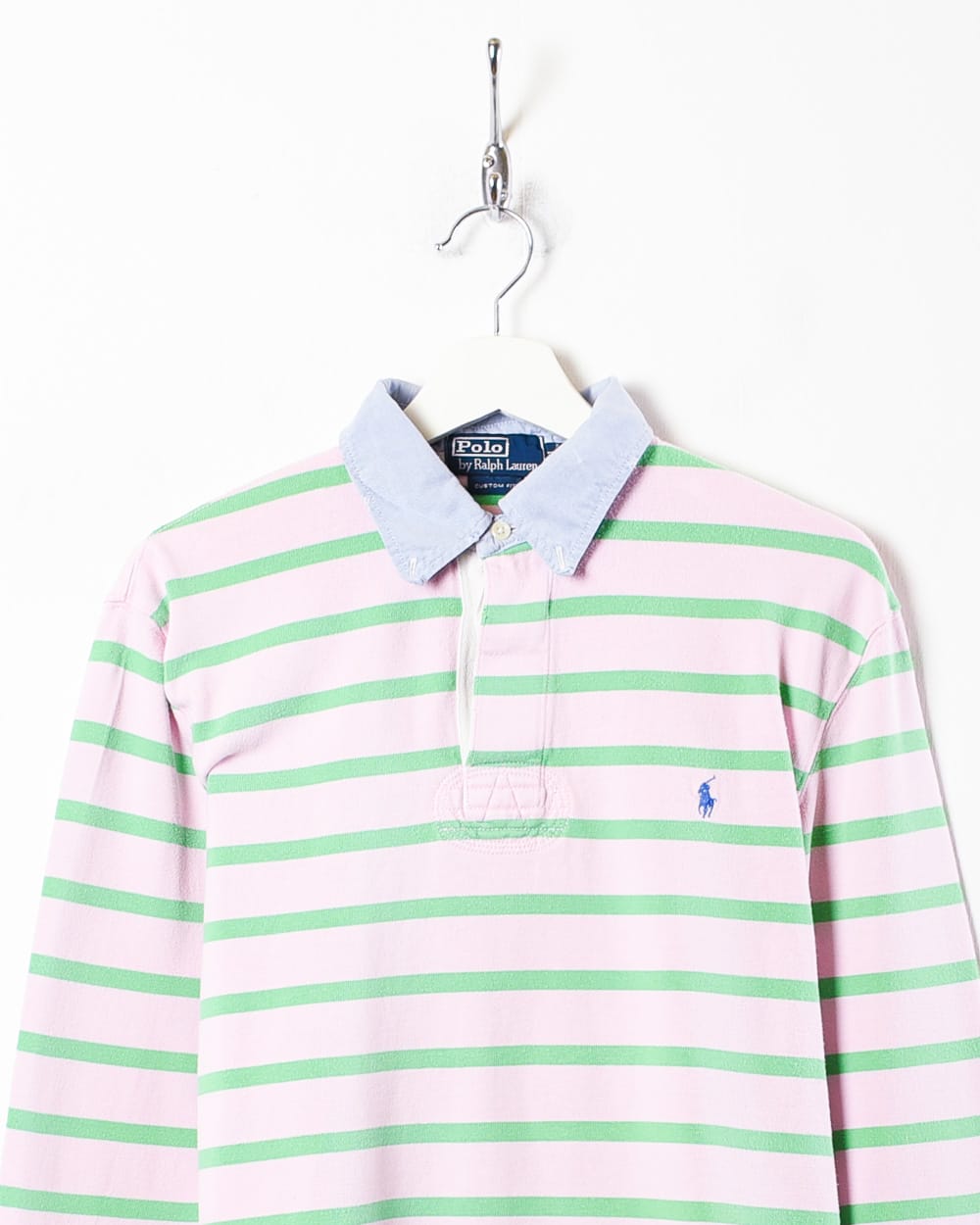 Pink Polo Ralph Lauren Striped Rugby Shirt - Medium