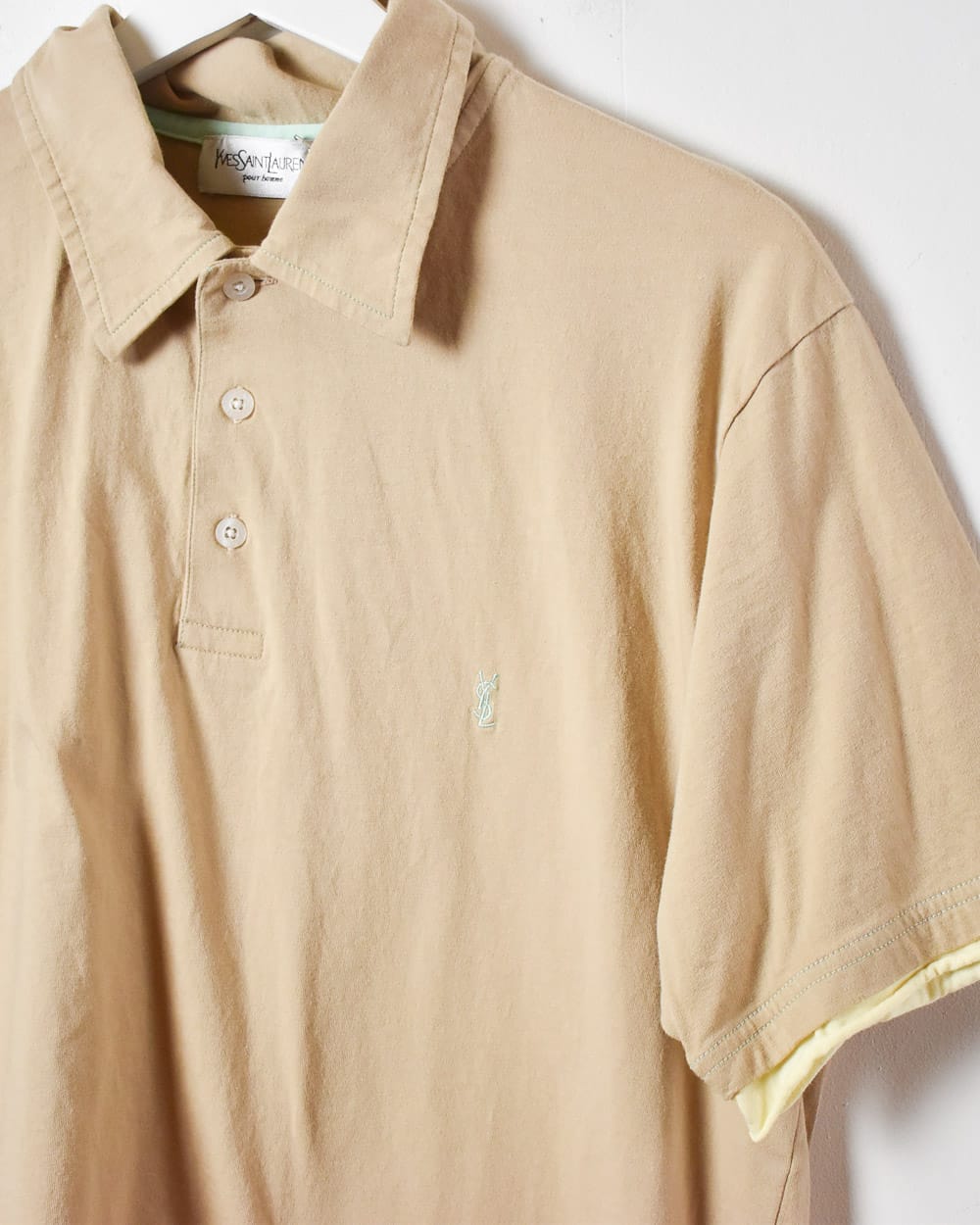 Neutral Yves Saint Laurent Thin Polo Shirt - Large