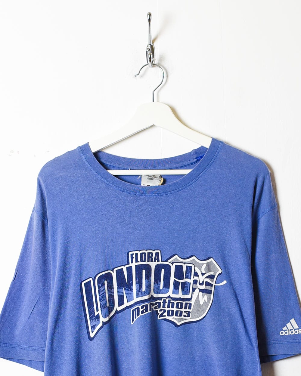 Blue Adidas Flora London Marathon 2003 T-Shirt - X-Large