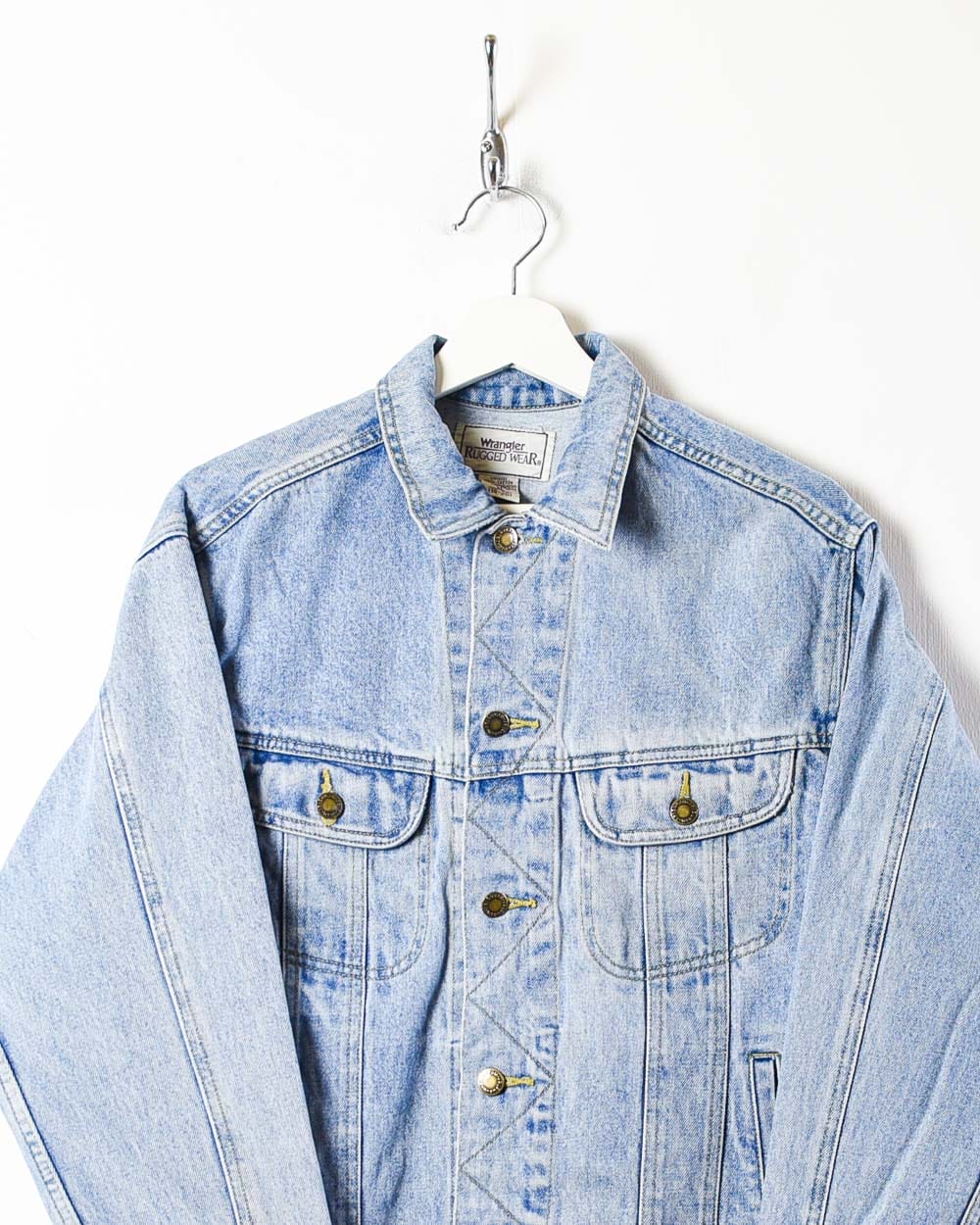 Vtg Wrangler Rugged Wear Mens Blue Denim Lined Trucker Jean Jacket Size  Large | eBay