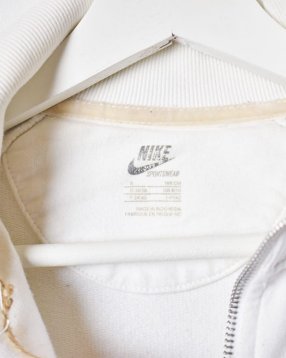 White Nike Zip-Through Sweatshirt - Small Women's