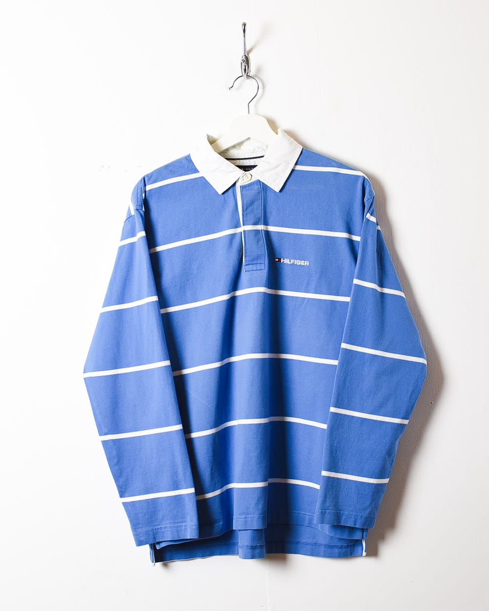 Blue Tommy Hilfiger Striped Rugby Shirt - Medium