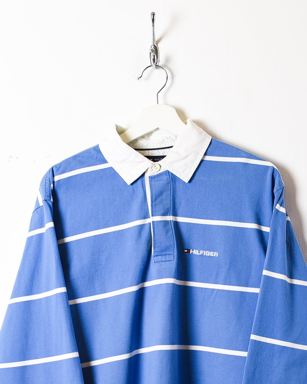 Blue Tommy Hilfiger Striped Rugby Shirt - Medium