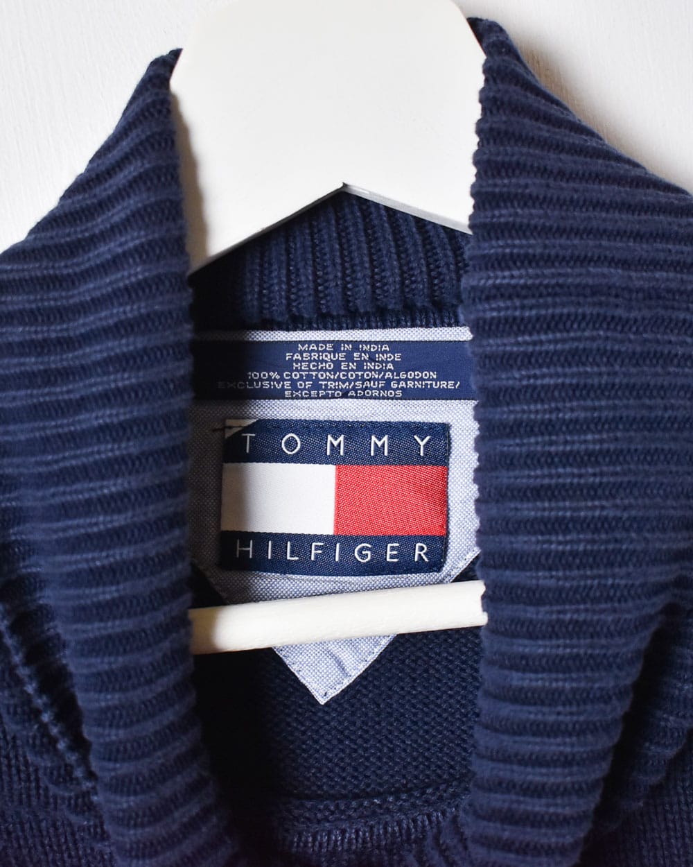 Navy Tommy Hilfiger Knitted Turtle Neck Sweatshirt - Large