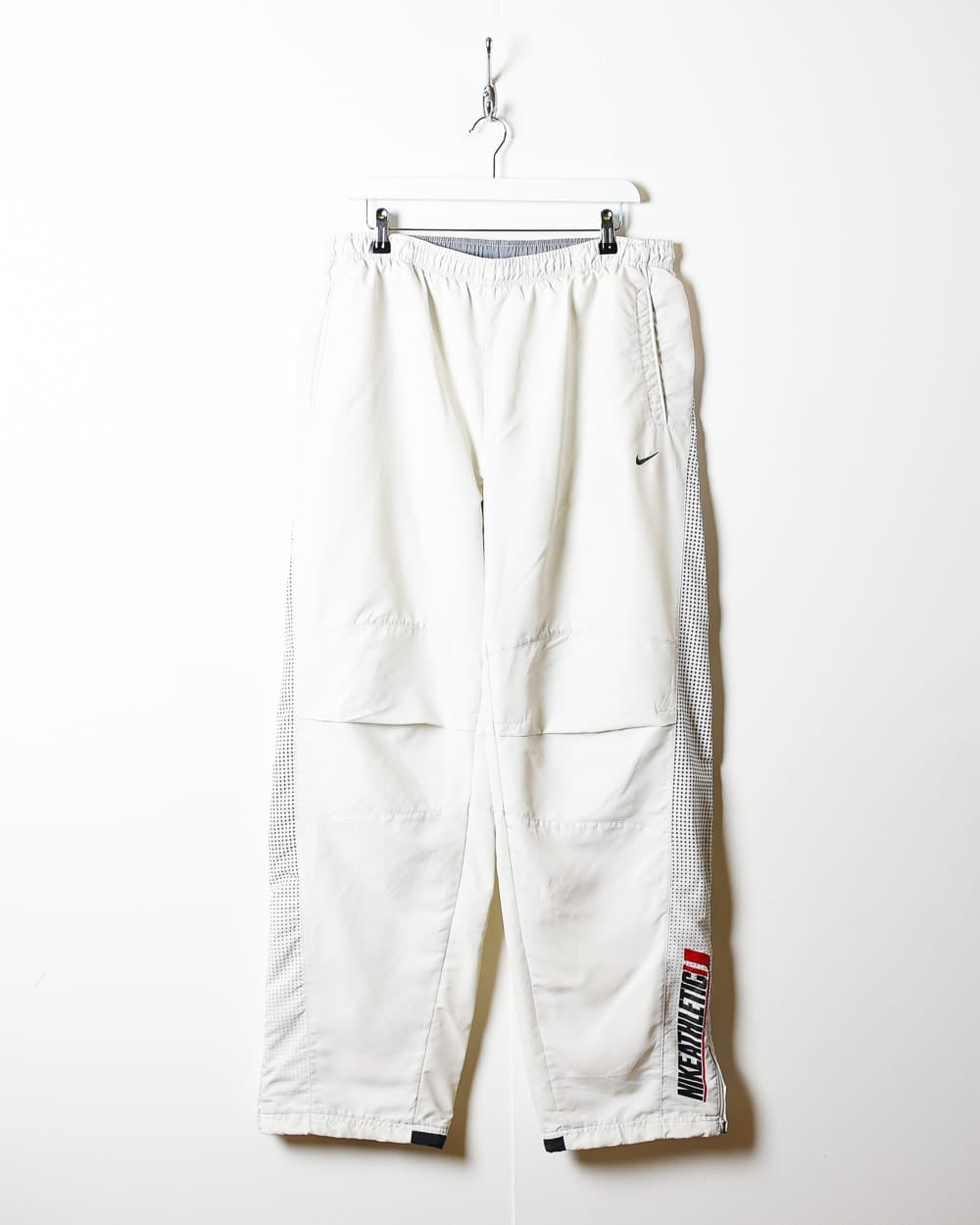 White Nike Double Knee Tracksuit Bottoms - Large