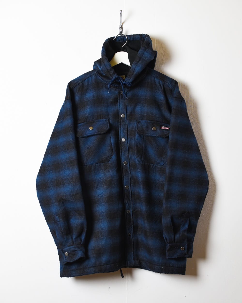 Navy Dickies Hooded Flannel Overshirt - Large