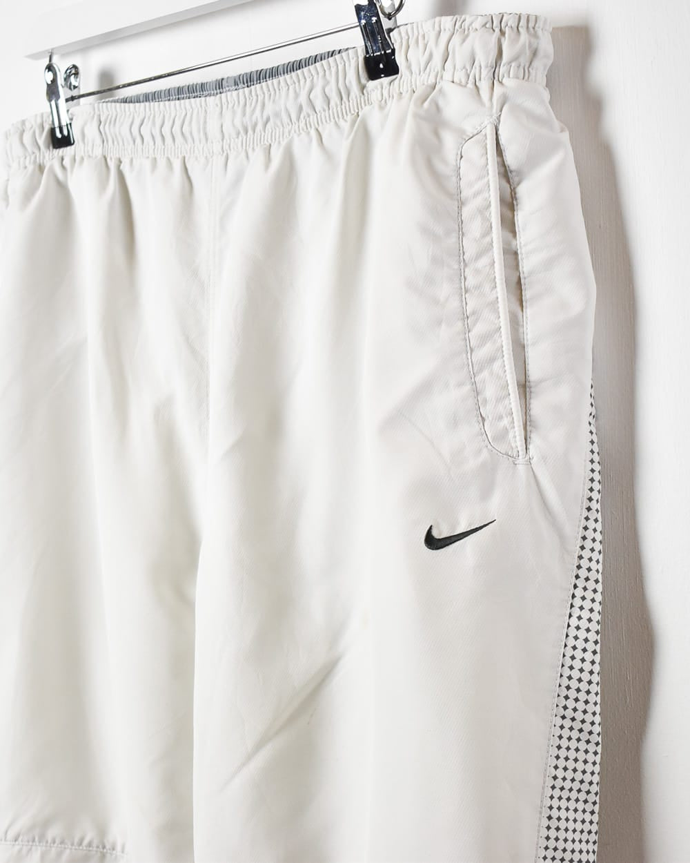 White Nike Double Knee Tracksuit Bottoms - Large