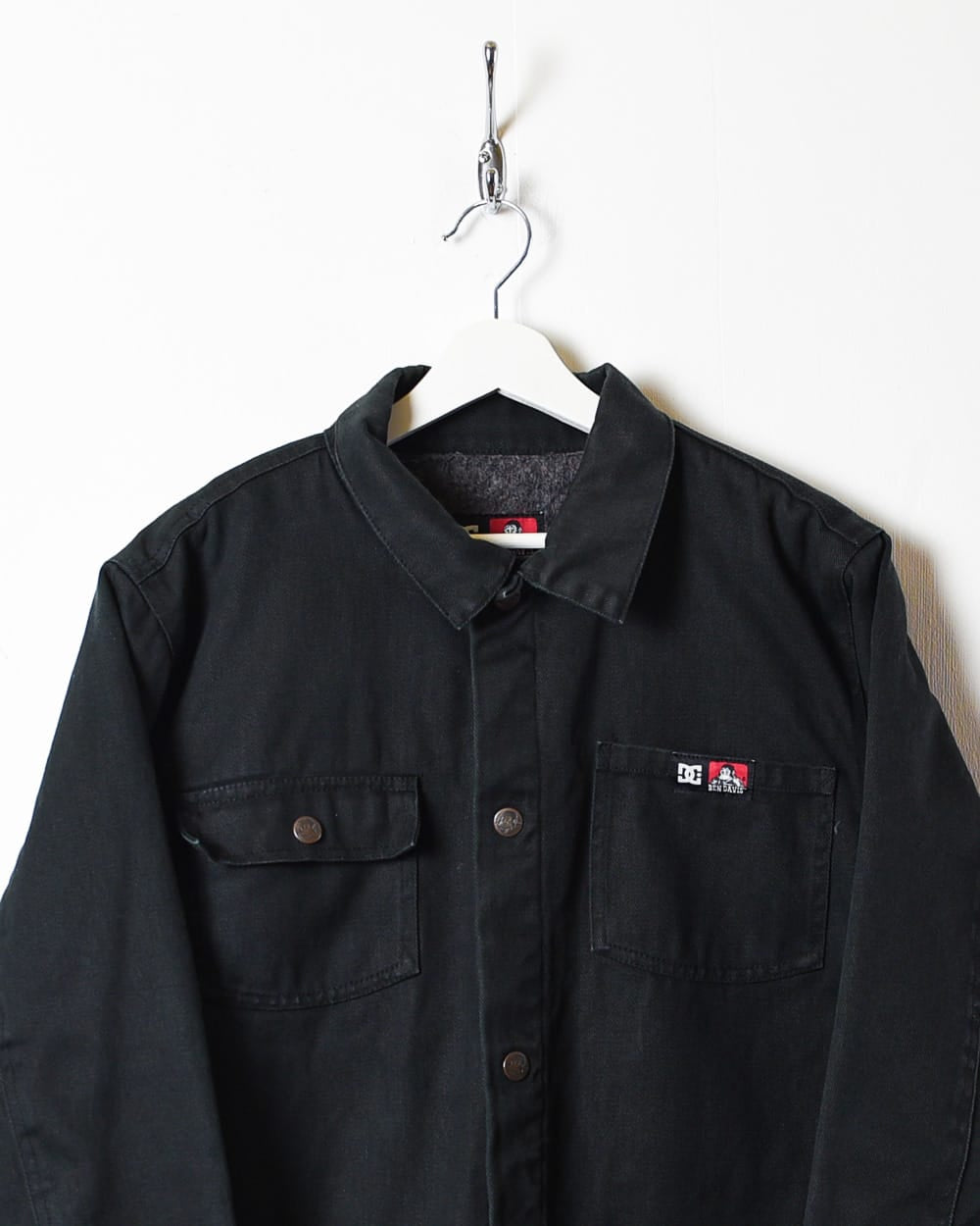 Vintage 00s Black DC Ben Davis Fleece Lined Denim Harrington Jacket Large Cotton Domno Vintage