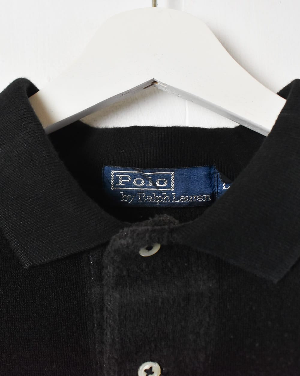Black Polo Ralph Lauren Fleece Polo Shirt - Large