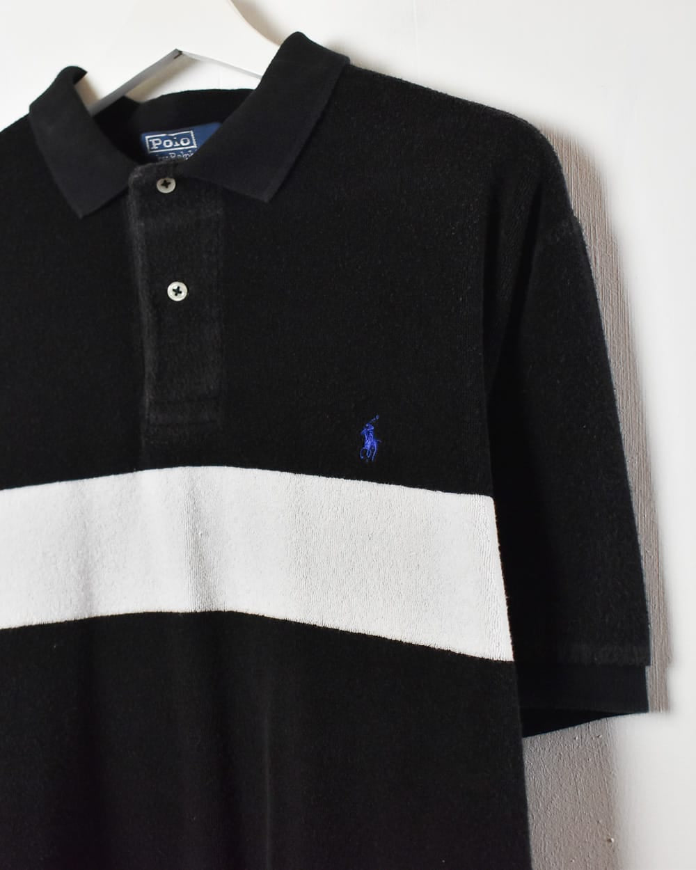 Black Polo Ralph Lauren Fleece Polo Shirt - Large