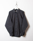 Navy Yves Saint Laurent Textured Striped Shirt - X-Large