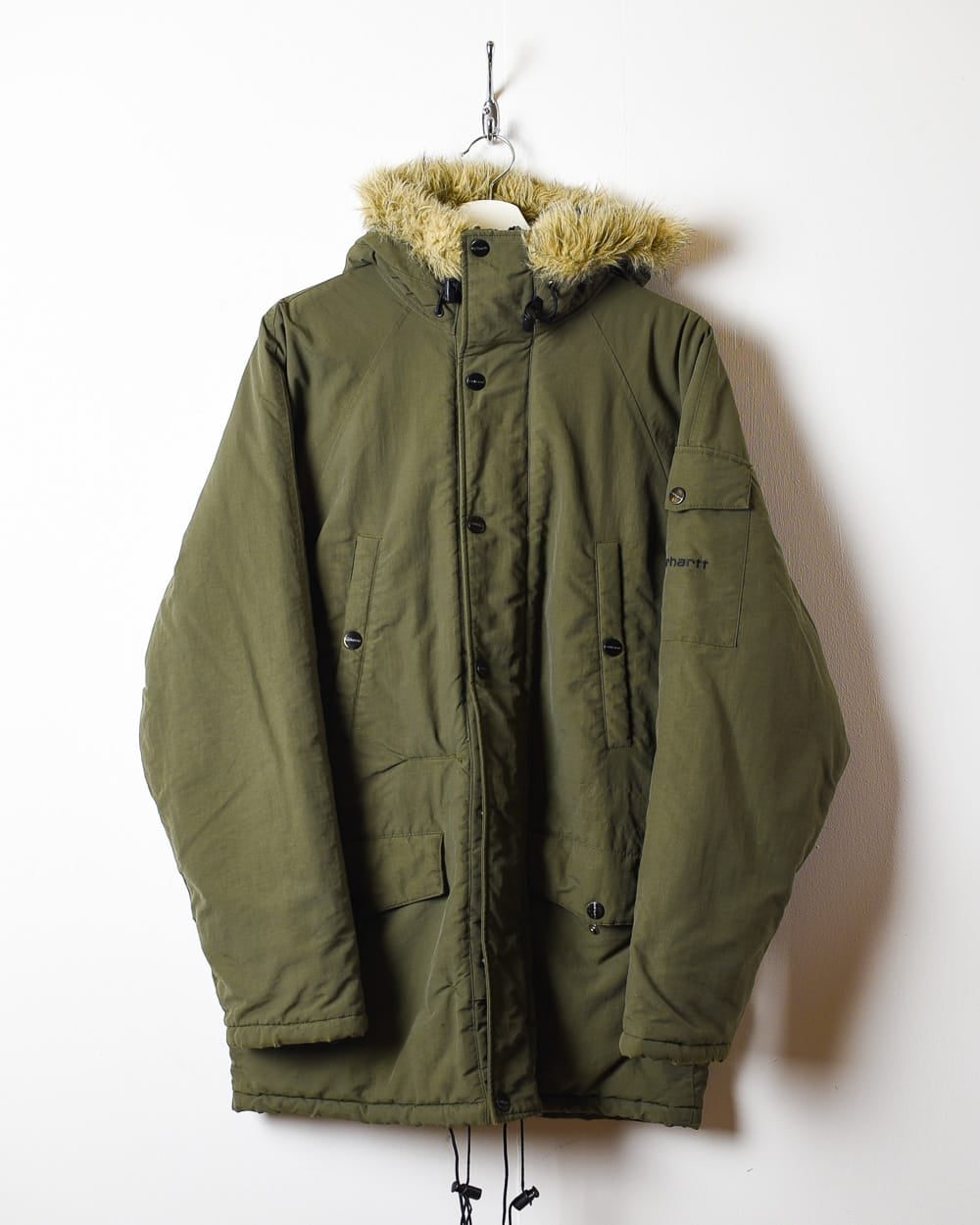 Khaki Carhartt Hooded Parka Jacket - Medium