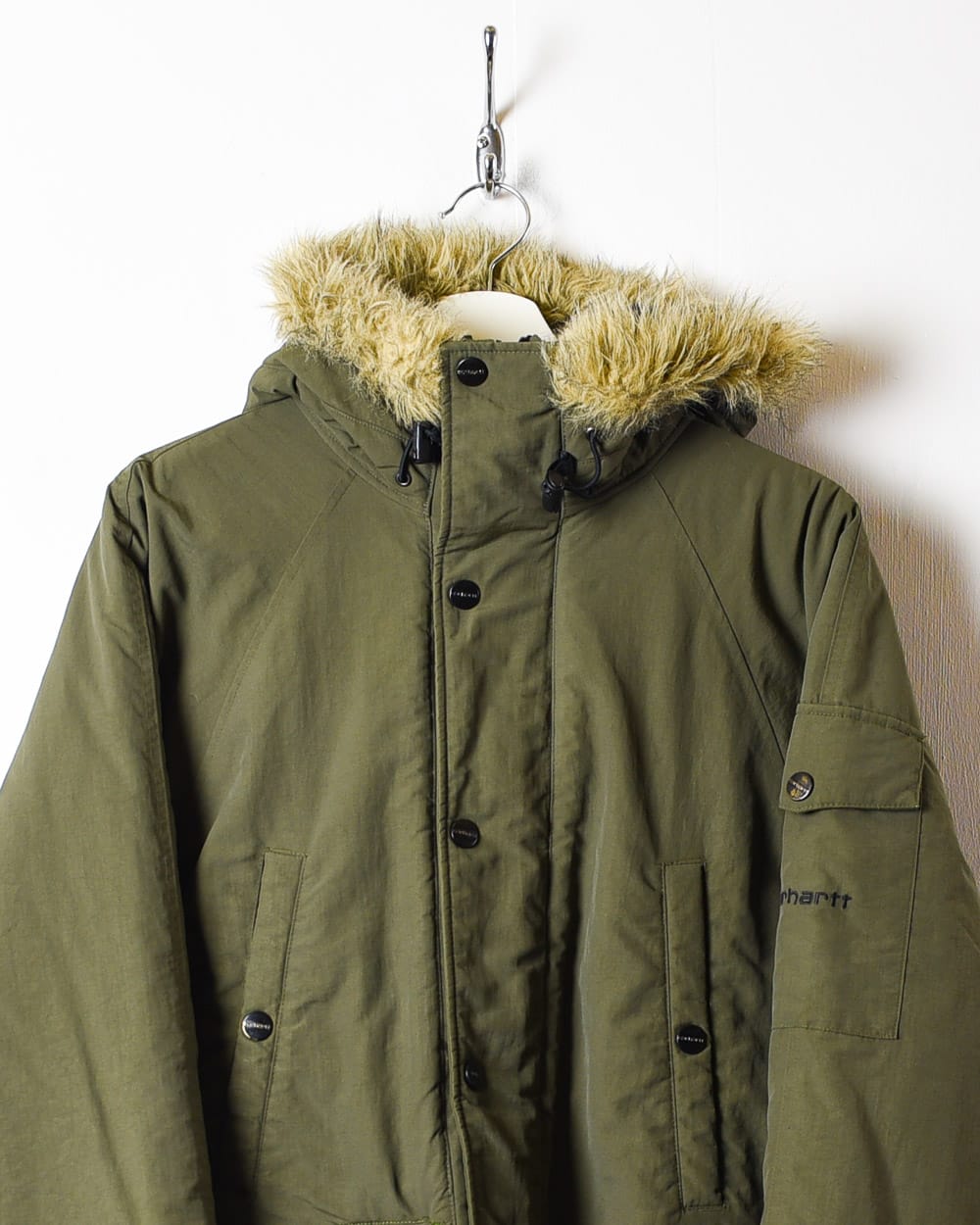 Khaki Carhartt Hooded Parka Jacket - Medium