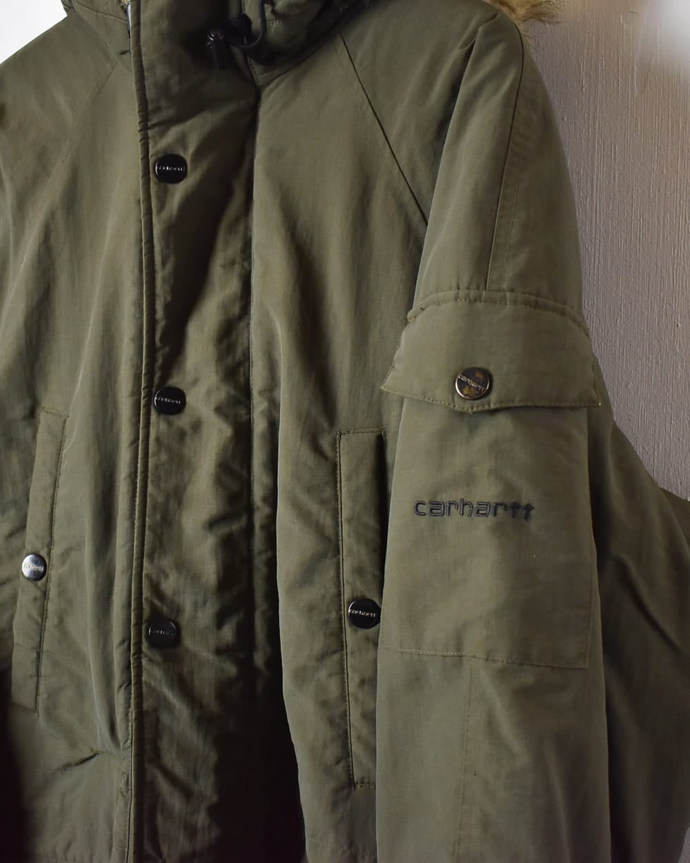 Khaki Carhartt Hooded Parka Jacket - Medium