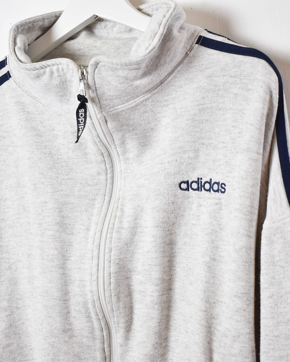 Stone Adidas Zip-Through Sweatshirt - Small