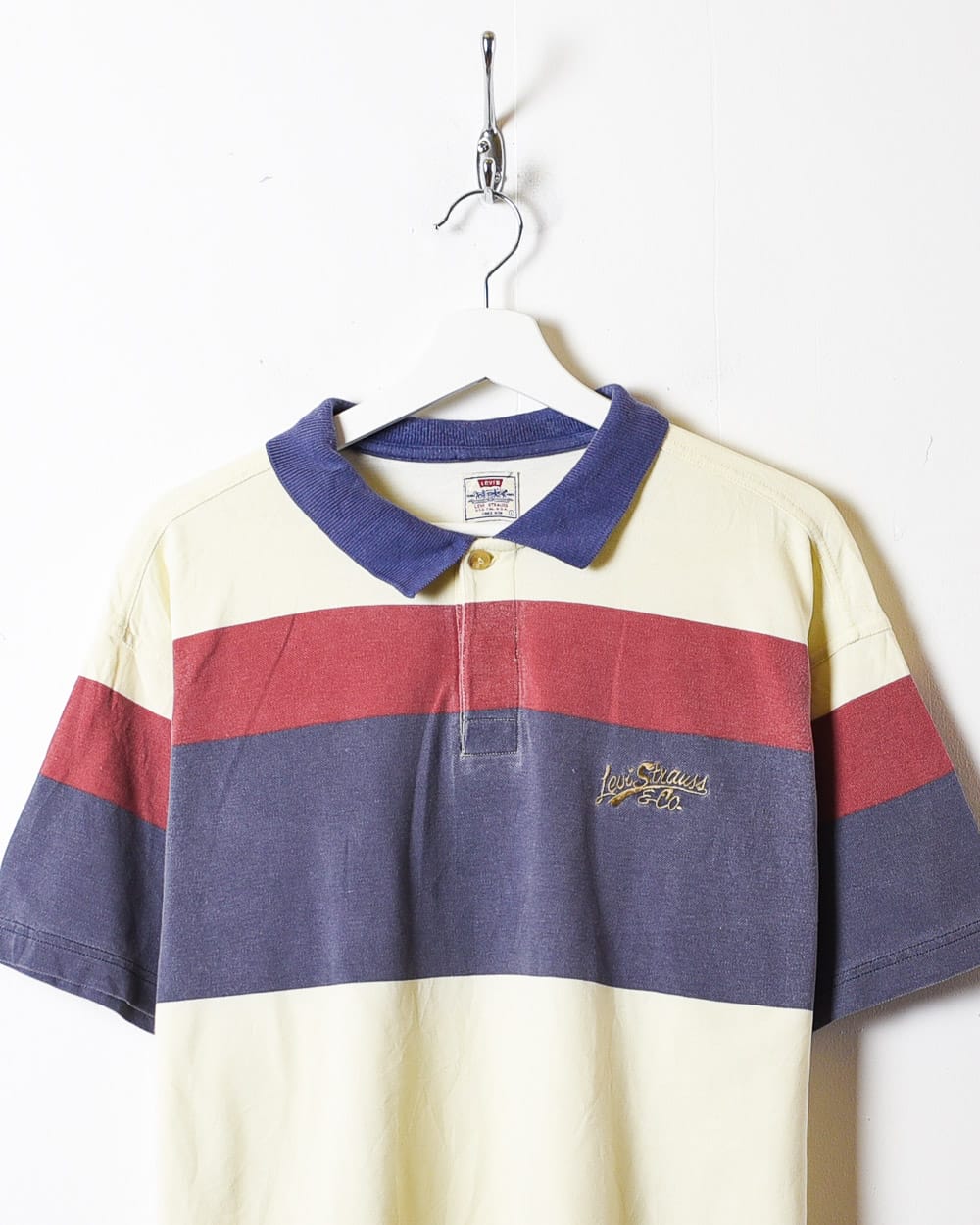 Neutral Levi's Striped Polo Shirt - Large