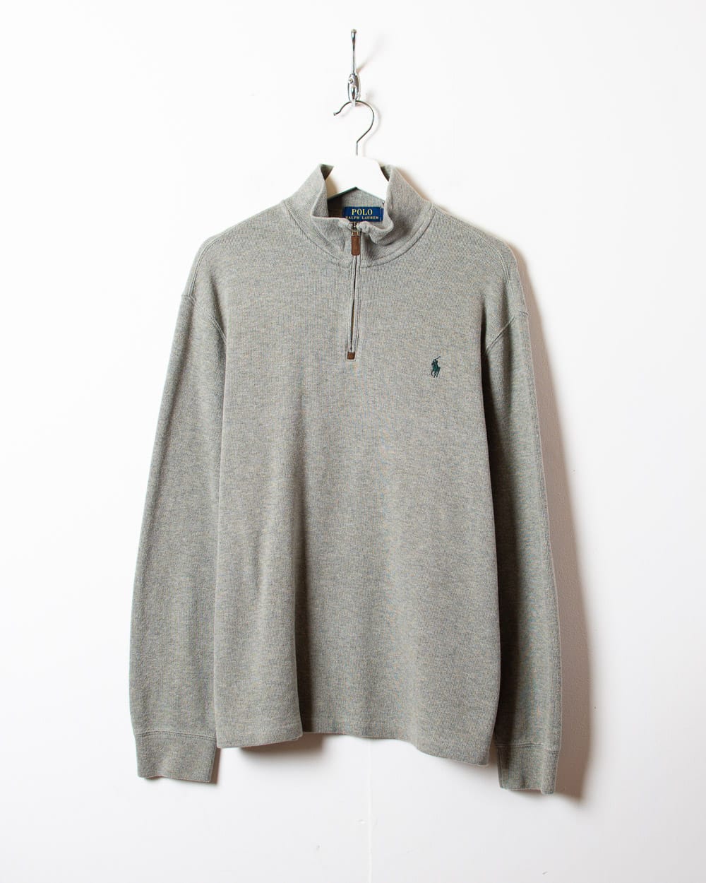 Stone Polo Ralph Lauren 1/4 Zip Sweatshirt - Large