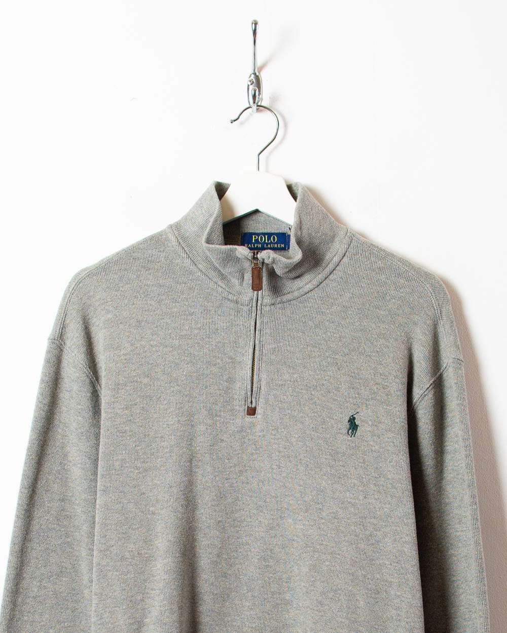 Stone Polo Ralph Lauren 1/4 Zip Sweatshirt - Large