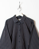 Navy Yves Saint Laurent Textured Striped Shirt - X-Large