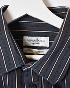 Navy Yves Saint Laurent Textured Striped Shirt - X-Large