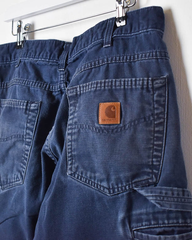 Navy Carhartt Distressed Double Knee Carpenter Jeans - W32 L32