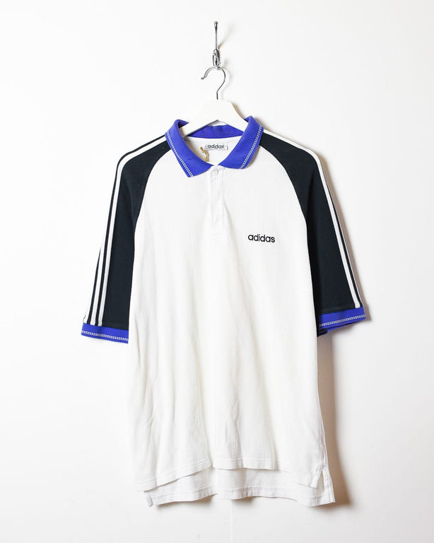 White Adidas 1/4 Button Polo Shirt - Large