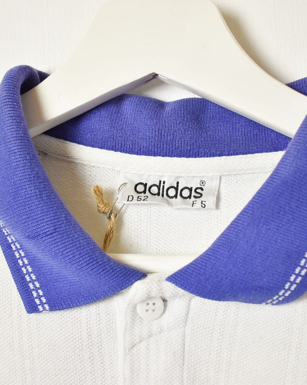 White Adidas 1/4 Button Polo Shirt - Large