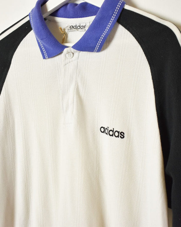 White Adidas 1/4 Button Polo Shirt - Large