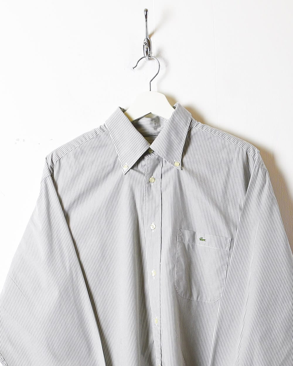 Grey Lacoste Striped Shirt - X-Large