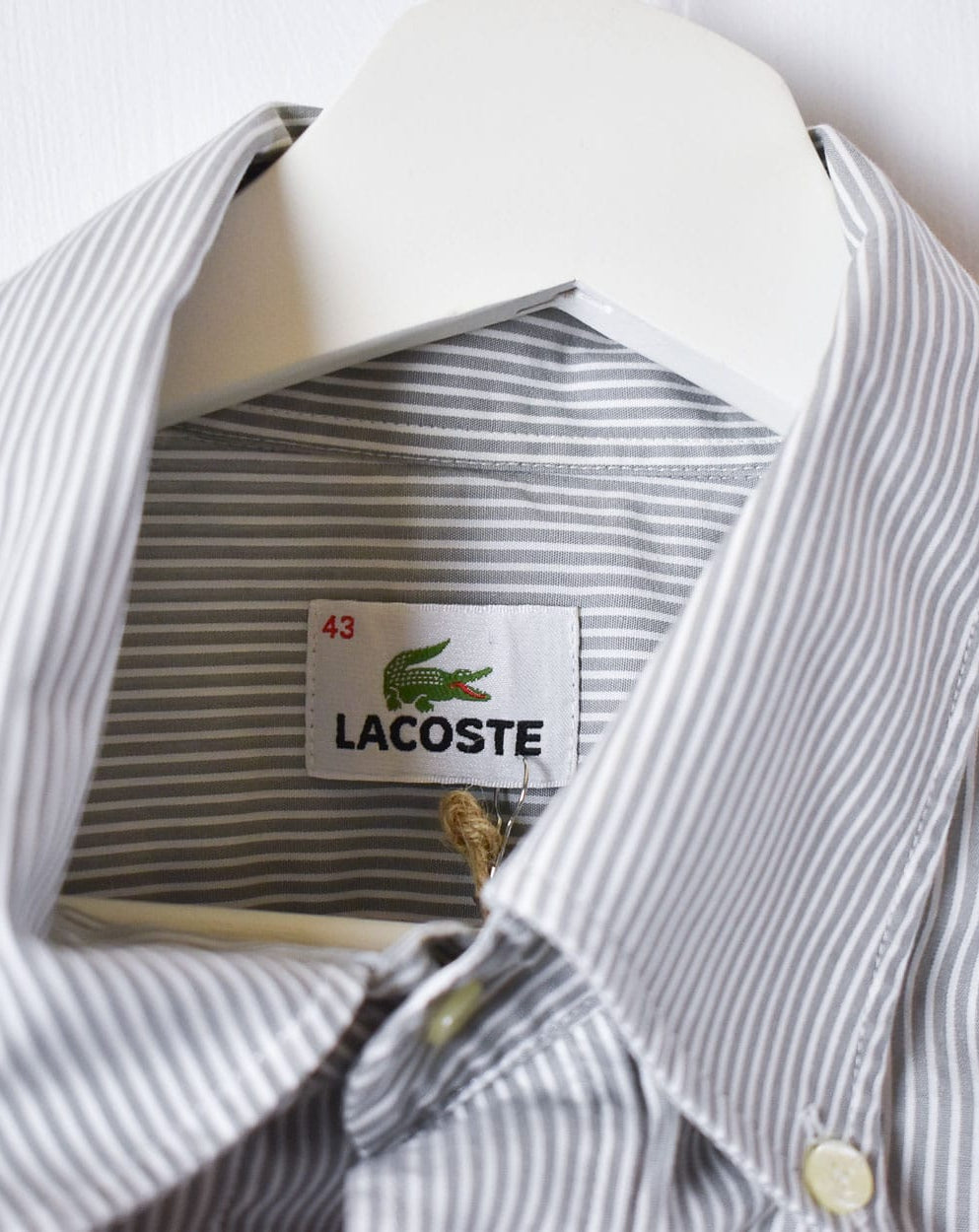 Grey Lacoste Striped Shirt - X-Large