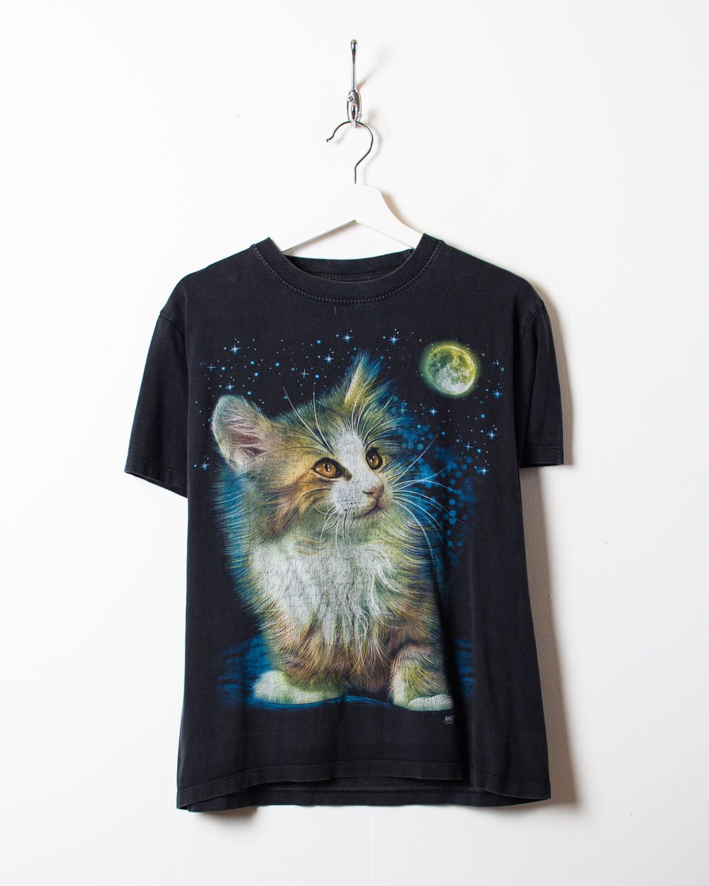 Black Wild Galaxy Cat T-Shirt - Small