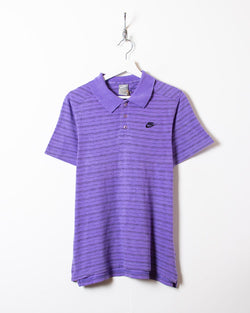 Vintage 00s Purple Nike Striped Polo Shirt - Medium Cotton– Domno