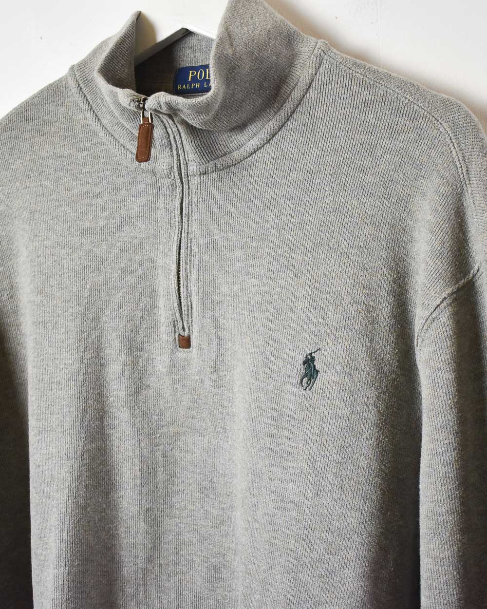 Stone Polo Ralph Lauren 1/4 Zip Sweatshirt - Large