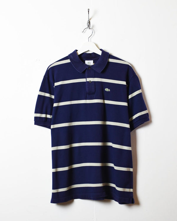 Navy Lacoste Striped Polo Shirt - X-Large