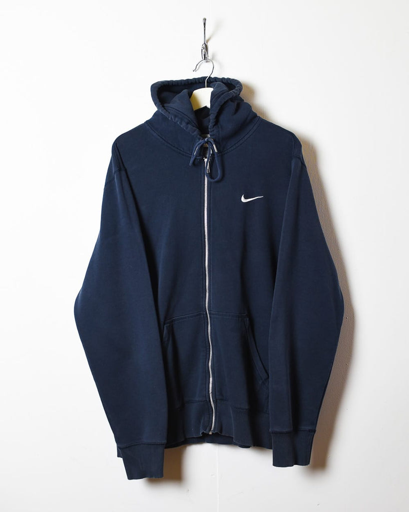 Vintage 00s Navy Nike Zip-Through Hoodie - X-Large Cotton