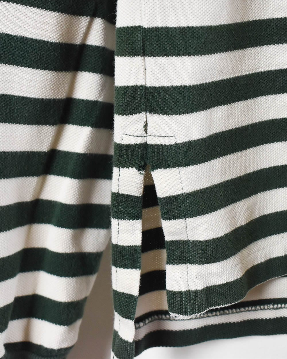 White Polo Ralph Lauren Striped Long Sleeved Polo Shirt - Medium