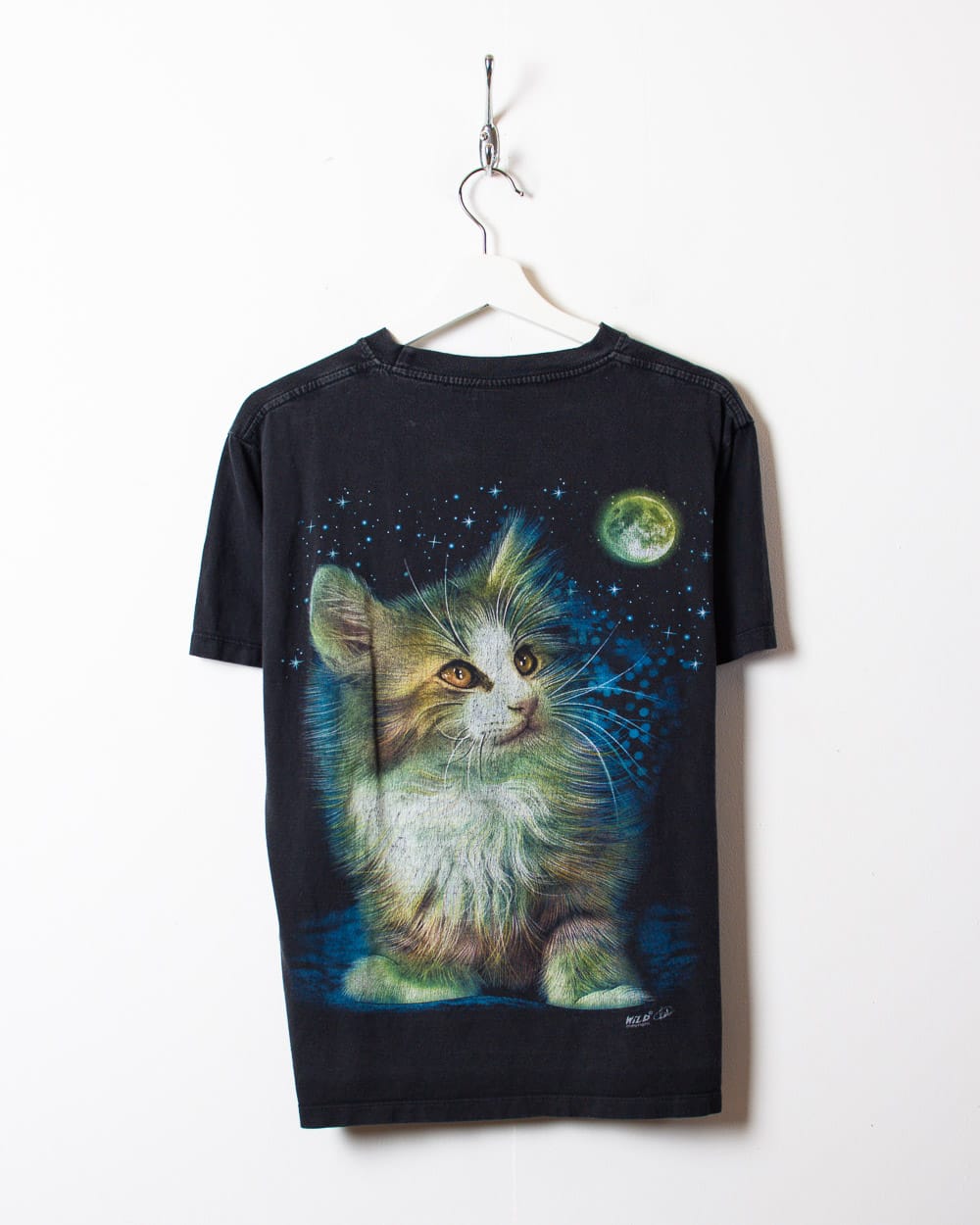 Black Wild Galaxy Cat T-Shirt - Small