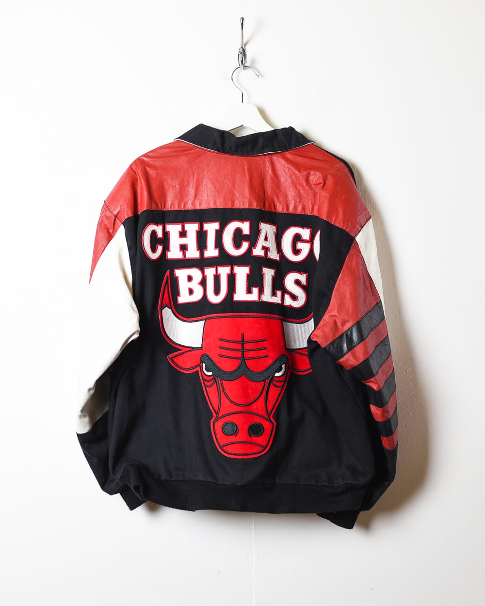 Vintage 90s Black Jeff Hamilton Hand Crafted Chicago Bulls Varsity Jacket Large Cotton mix Domno Vintage