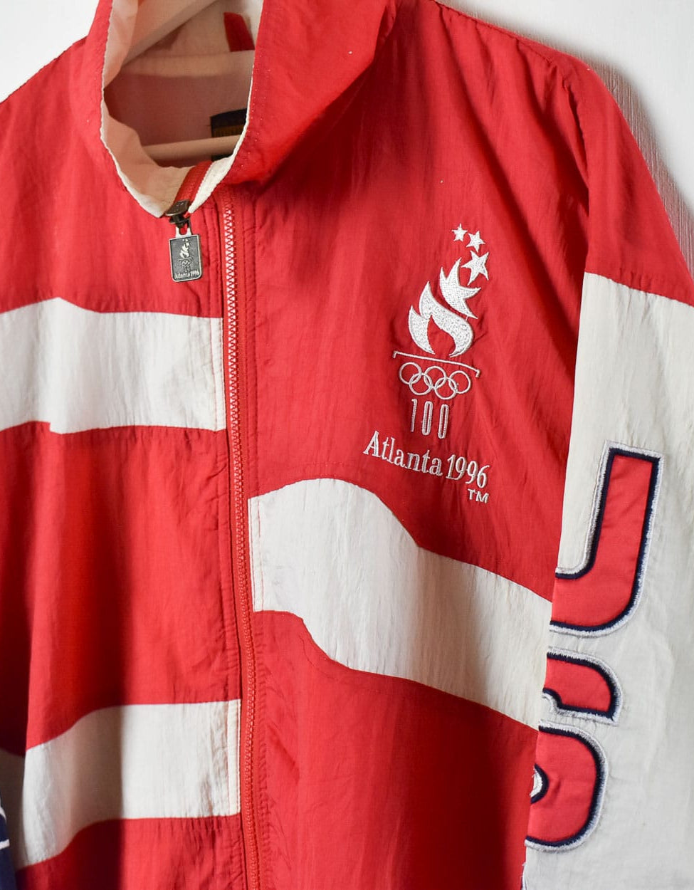Red Logo Athletic Olympics Atlanta 1996 USA Windbreaker Jacket - Large