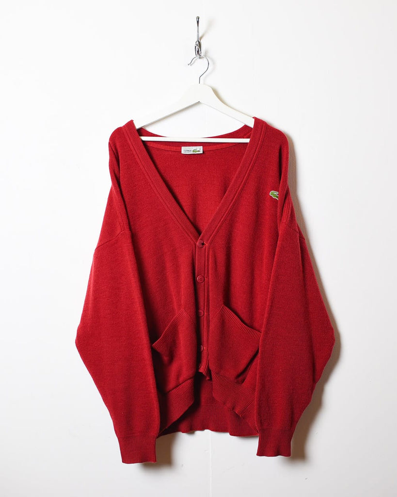 Vintage 90s Red Chemise Lacoste Knitted Cardigan - X-Large Cotton