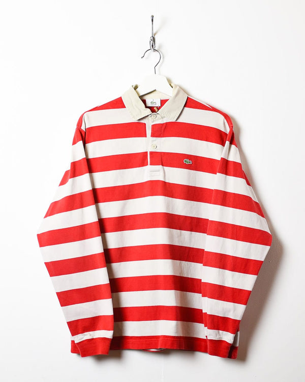 Red Lacoste Striped Rugby Shirt - Large