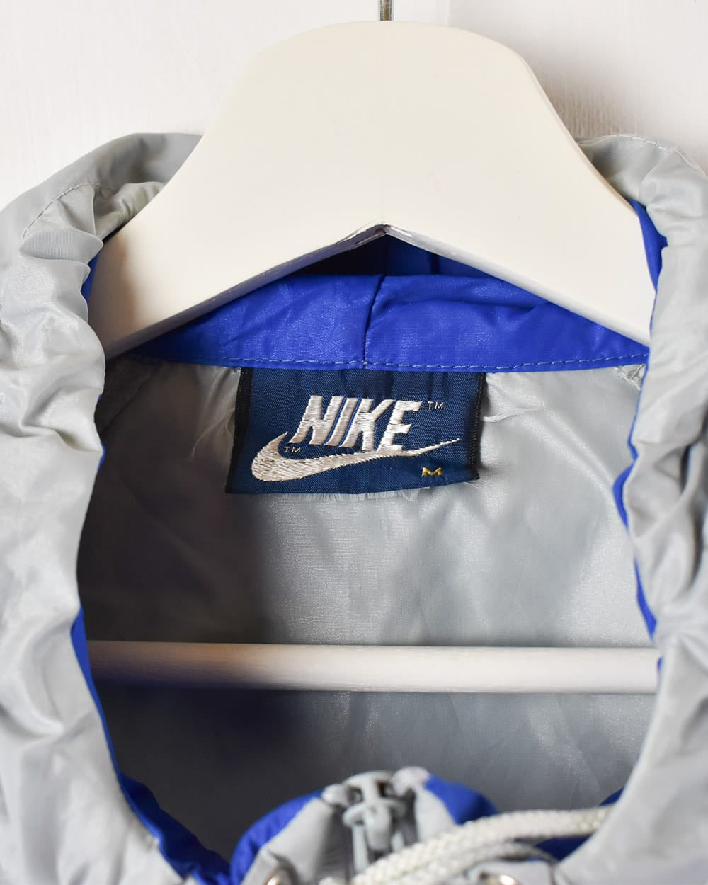 Blue Nike 80s Hooded Windbreaker Jacket - Medium