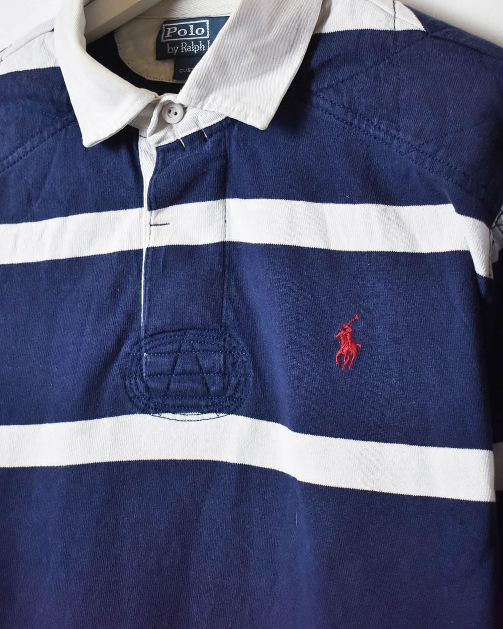 Navy Polo Ralph Lauren Striped Rugby Shirt - Large