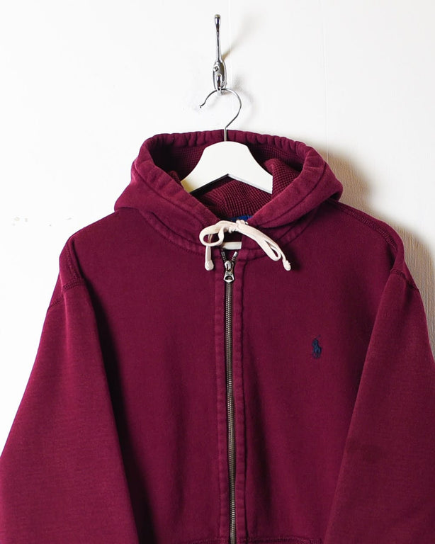 Maroon Polo Ralph Lauren Zip-Through Hoodie - Large