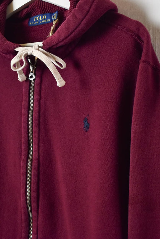 Maroon Polo Ralph Lauren Zip-Through Hoodie - Large