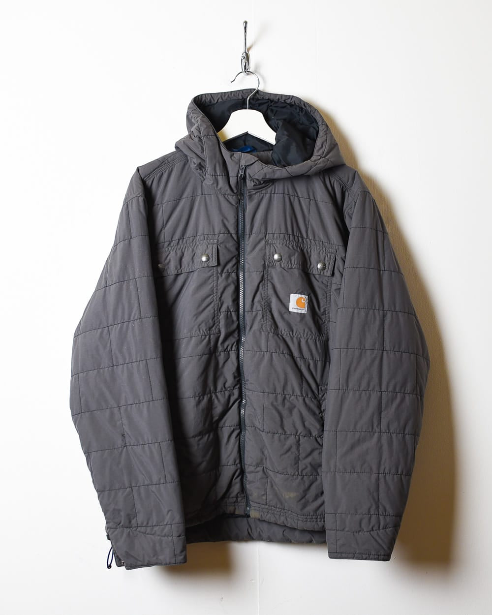 Grey Carhartt Hooded Puffer Jacket - Large