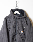 Grey Carhartt Hooded Puffer Jacket - Large